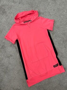 Calvin Klein Performance Pink Short-Sleeve Hooded Dress with Black Side Panels
